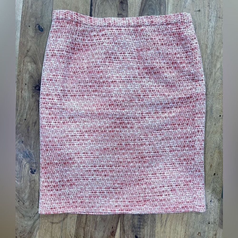 El Corte Ingles Tweed Skirt Red White Womens Pencil Knee‎ Length 349